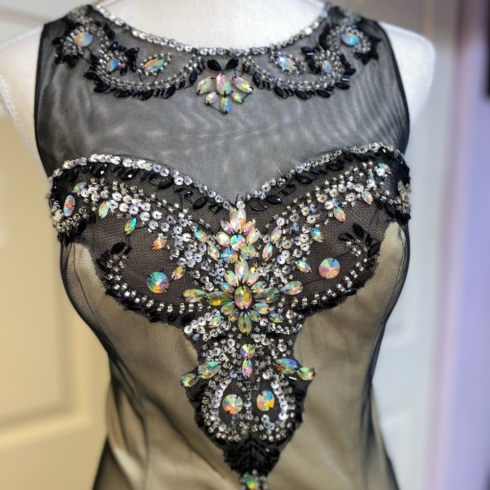 Beaded Mesh Evening Dress